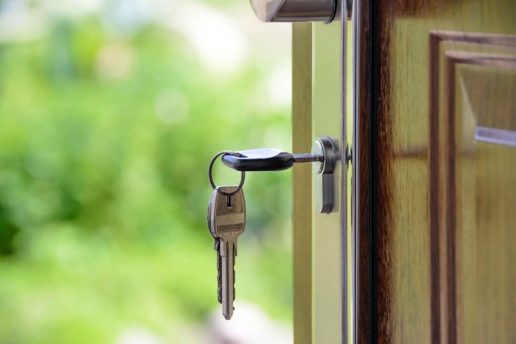 Keys in door of new home